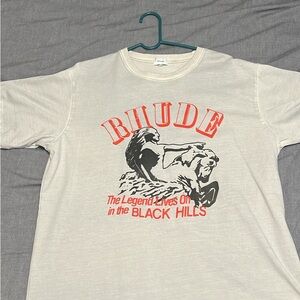 Rhude Off-White Tee with Red and Black Print